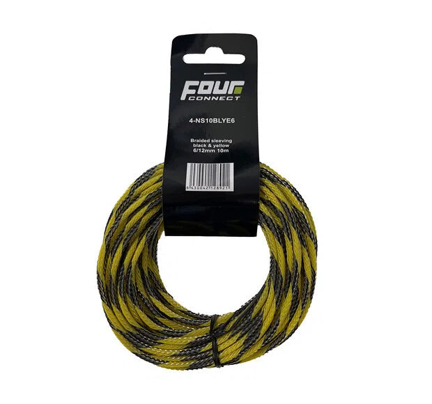 4-Connect 4-NS10BLYE6 NYLONSOCK BLACK/YELLOW 6/12MM 10m