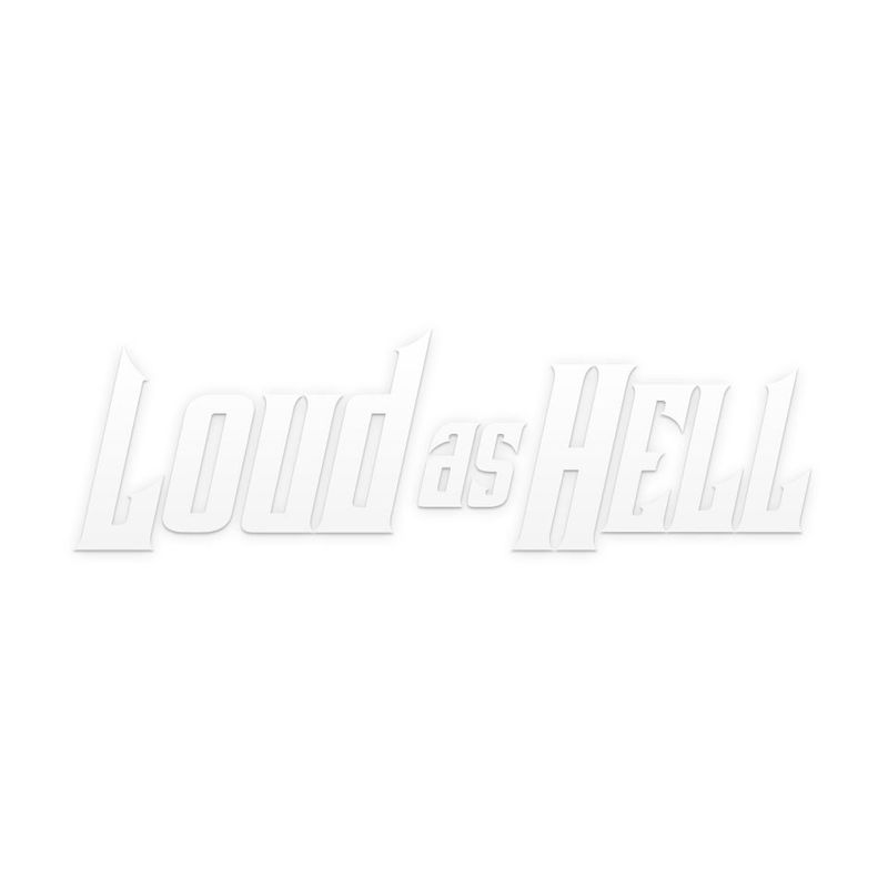Loud as Hell blå bildekal med logotyp