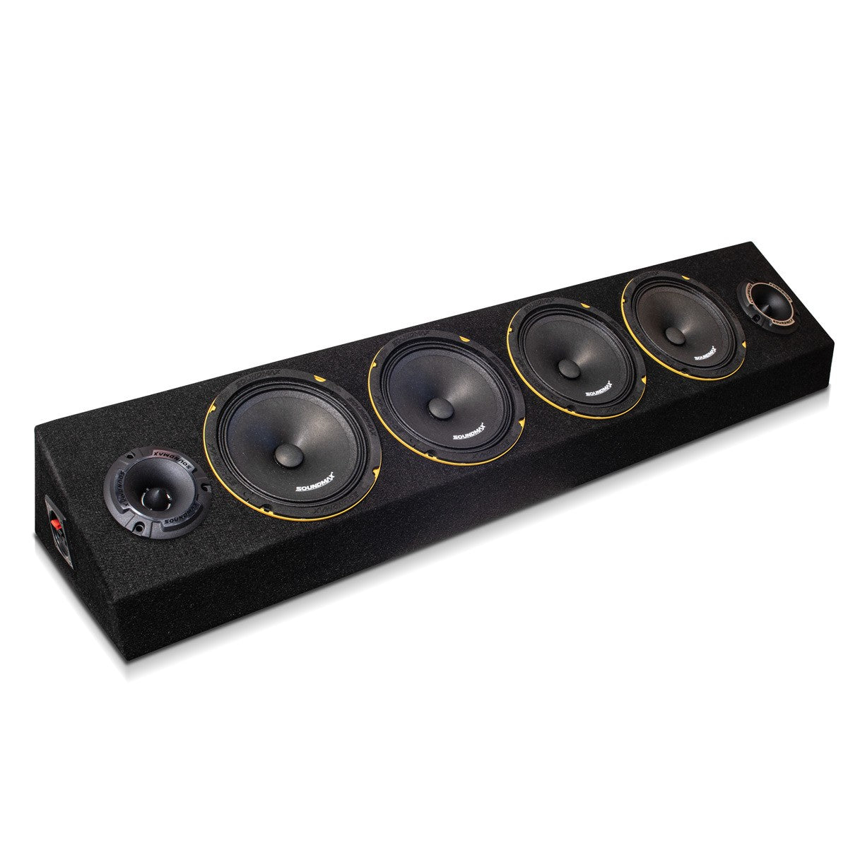 Loud as Hell 4×6,5 Slope-planka med Soundmax SX-MX6PRO och SX-TA37