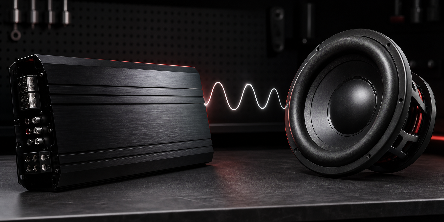Slutsteg och subwoofer sammanbundna av en ren ljudsignal