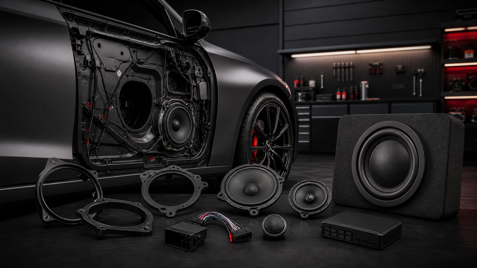 Bilanpassade högtalare, adaptrar och subwoofer