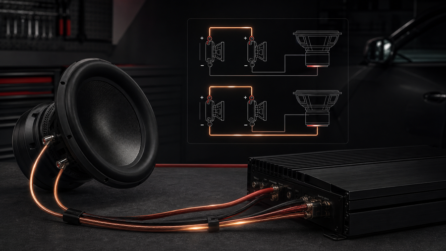 DVC-subwoofer kopplad i serie och parallell