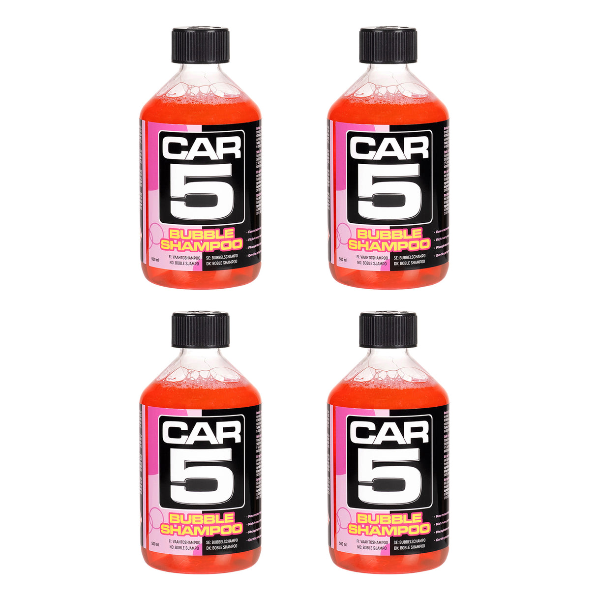 Bilschampo CAR5 Bubble Shampoo, 4 x 500 ml