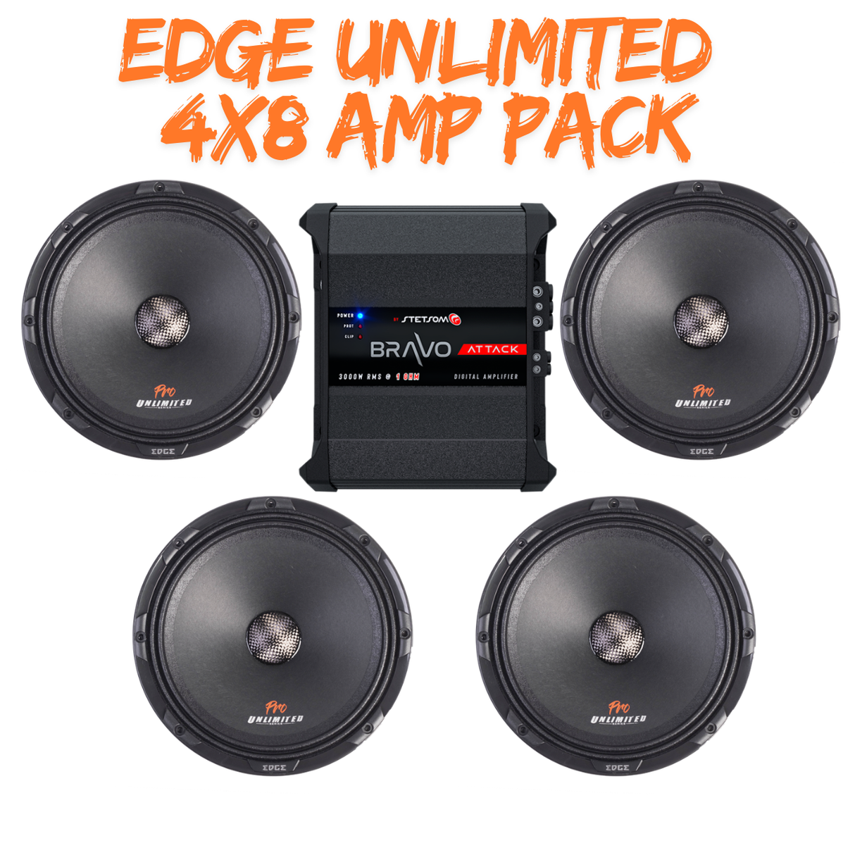 EDGE EDUPRO8 4-pack med Stetsom BRAVO Attack 3000W – brutalt midpaket