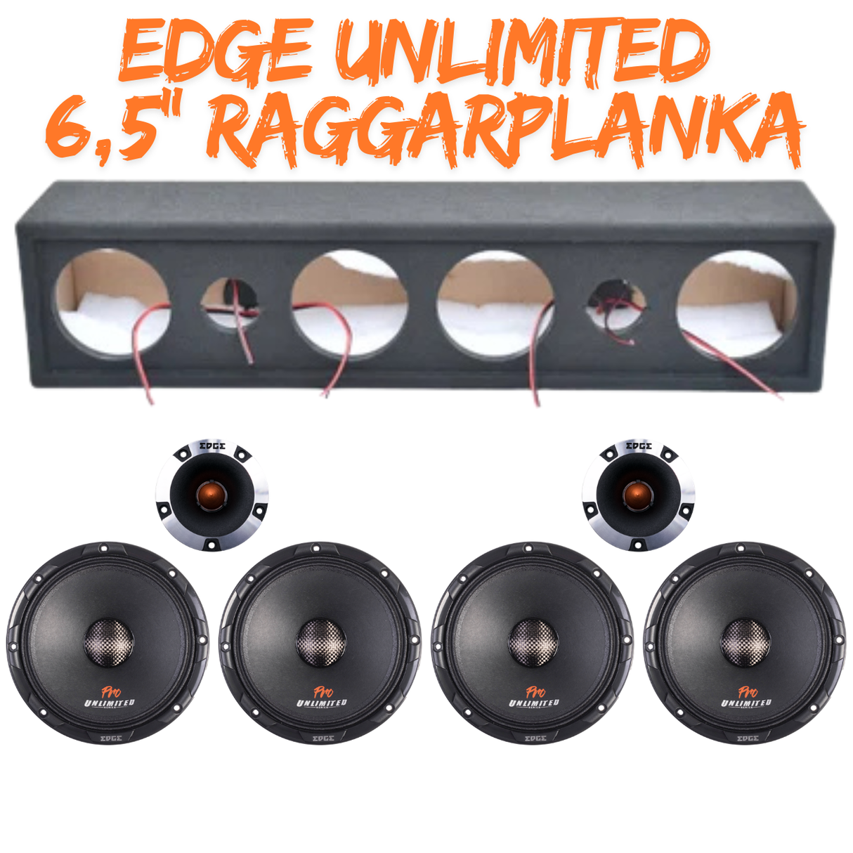 EDGE EDUPRO6-E3 4x6,5” midpaket med Ragnarök sluten låda och bullet-diskanter
