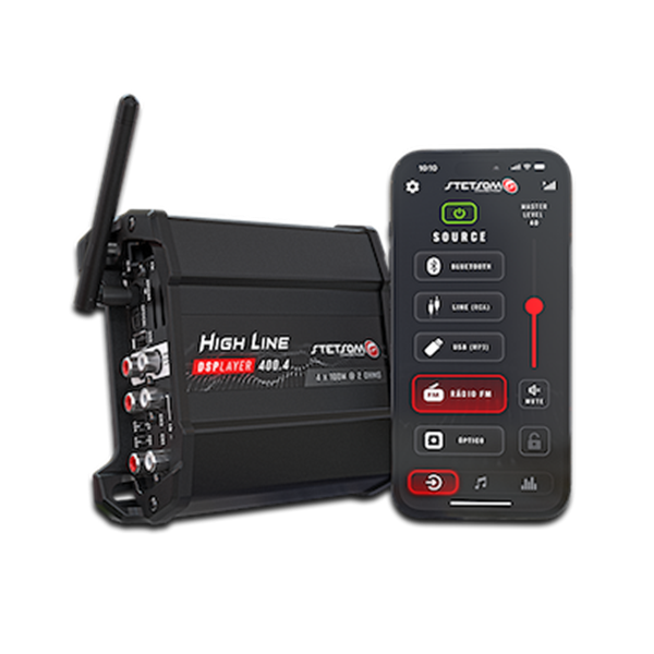 Stetsom High Line DSPLAYER 400.4 – 4-kanals Slutsteg med Inbyggd DSP, Bluetooth & Musikspelare