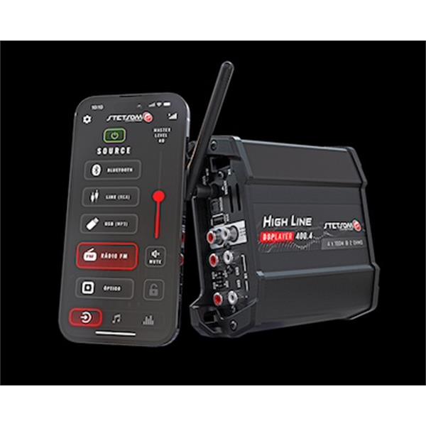 Stetsom High Line DSPLAYER 400.4 – 4-kanals Slutsteg med Inbyggd DSP, Bluetooth & Musikspelare