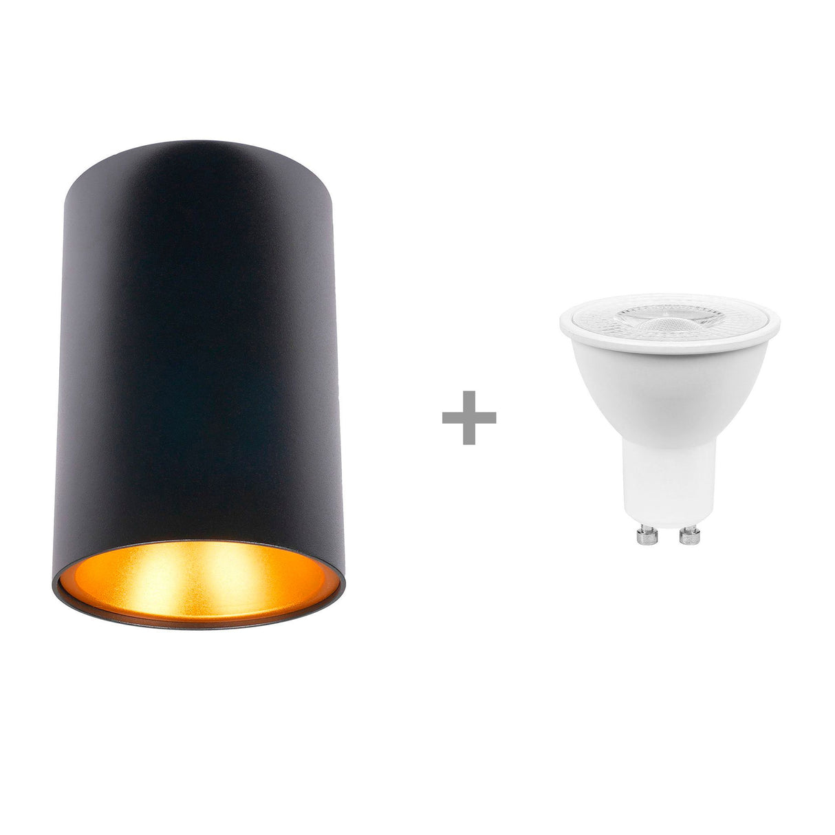 Taklampa AGGE Goldie, GU10, Svart + 7W lampa