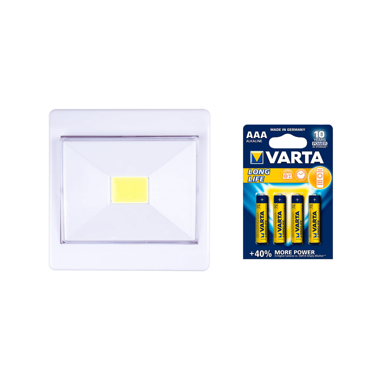 Universallampa AGGE Snaplit, 200 lm, 1 st + 4 st VARTA batterier