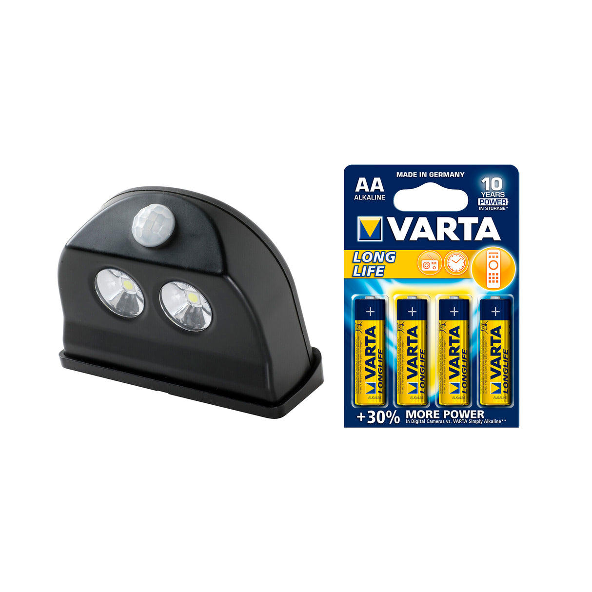 Lampa med rörelsesensor Airam Doris, 36 lm, Lampa + 4 st VARTA-batterier