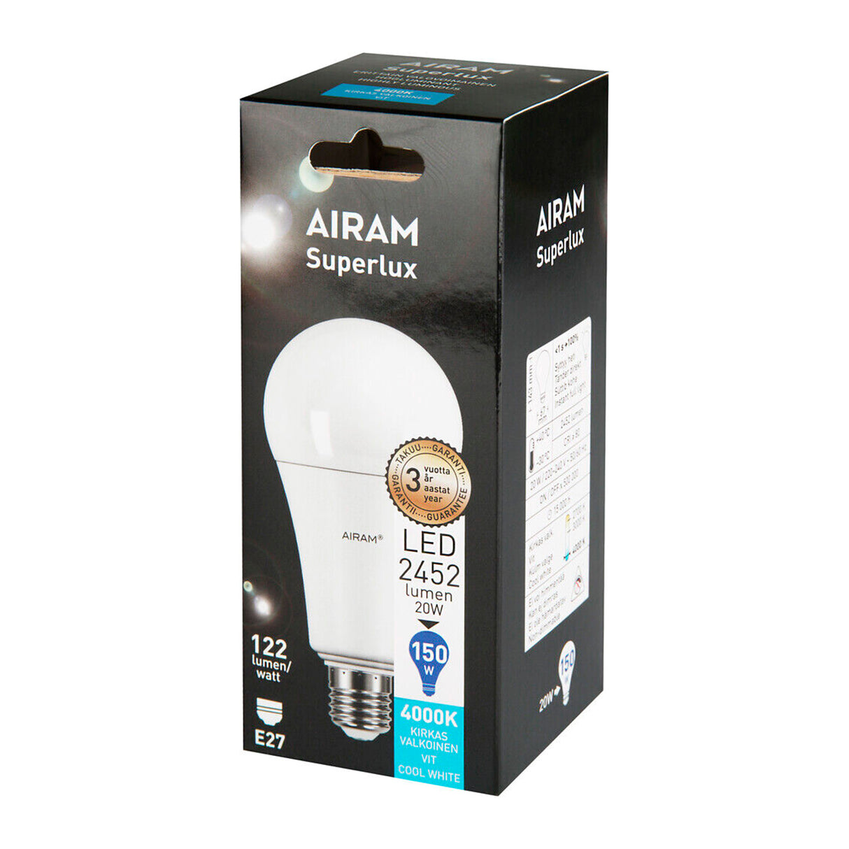 LED-lampa Airam E27, 4000K, 20 W / 2452 lm