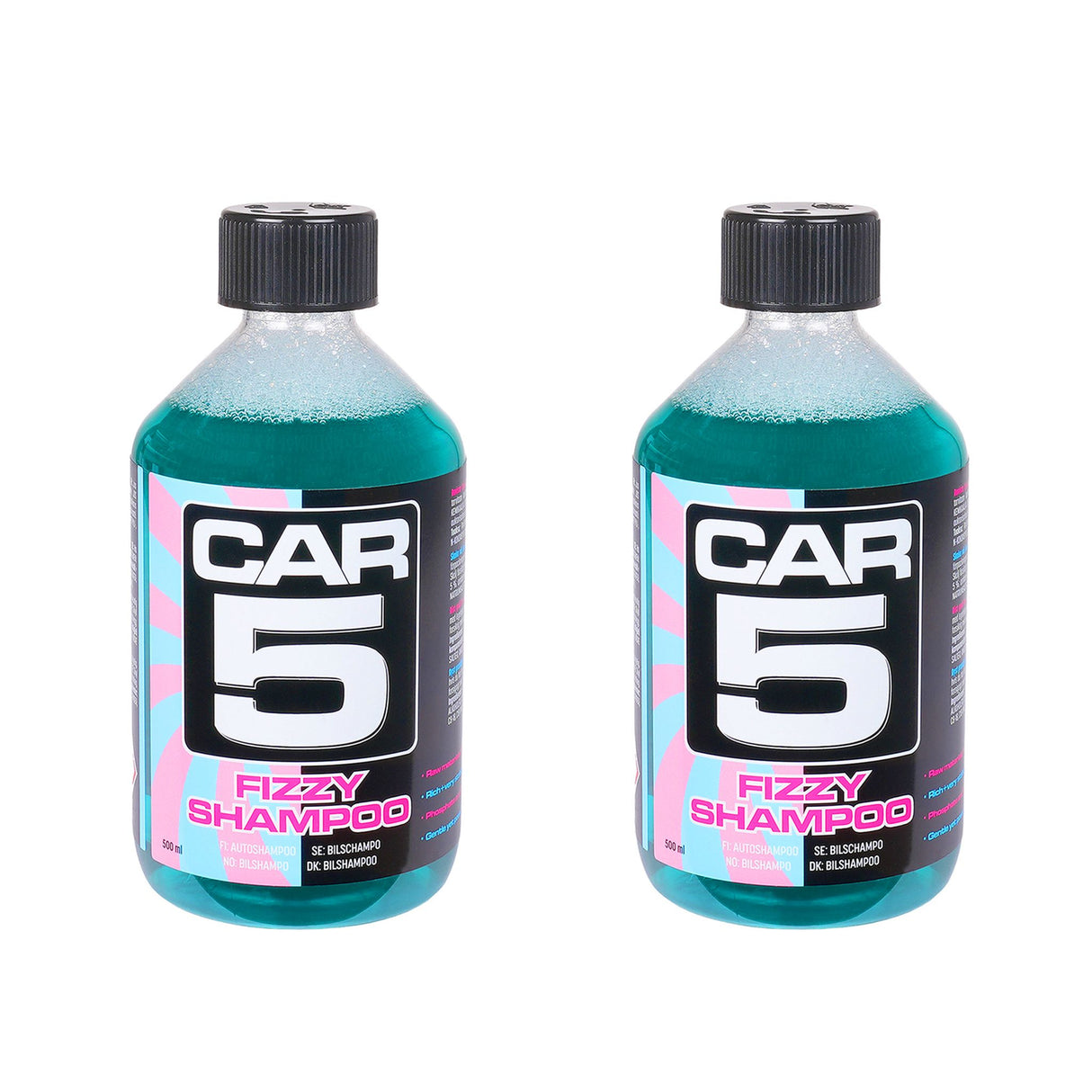 Bilschampo CAR5 Fizzy Shampoo, 2 x 500 ml