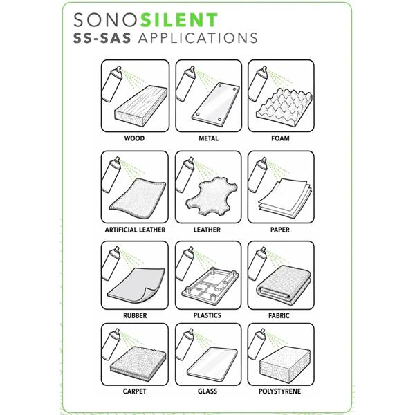 Material som SONOSILENT SS-SAS Professional Spray Glue kan användas på