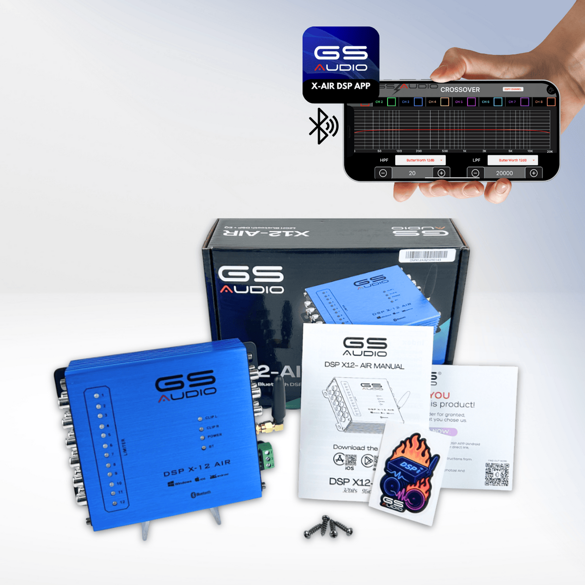 GS Audio X12-DSP, appstyrd ljudprocessor för billjud