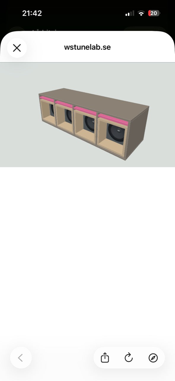 Exempel på hornlåda med separata kammare visualiserad i WS TuneLab