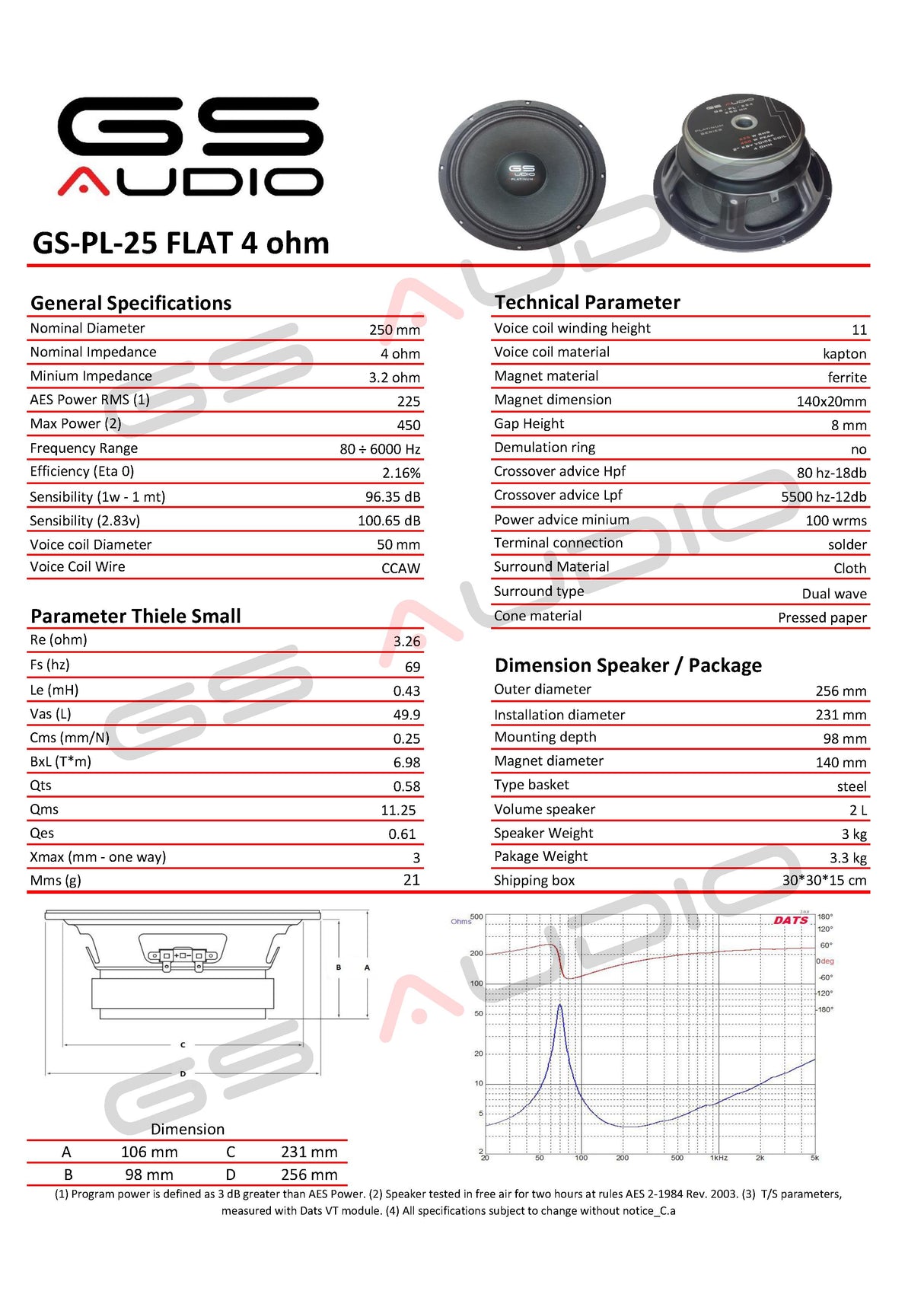 Gs Audio PL-25 10" FLAT