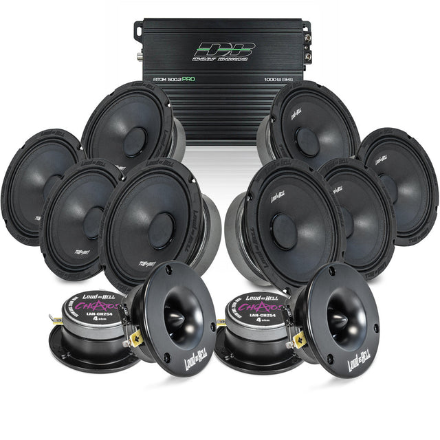 Loud as Hell Chaos 6,5 amp-paket med midbasar, horndiskanter och slutsteg