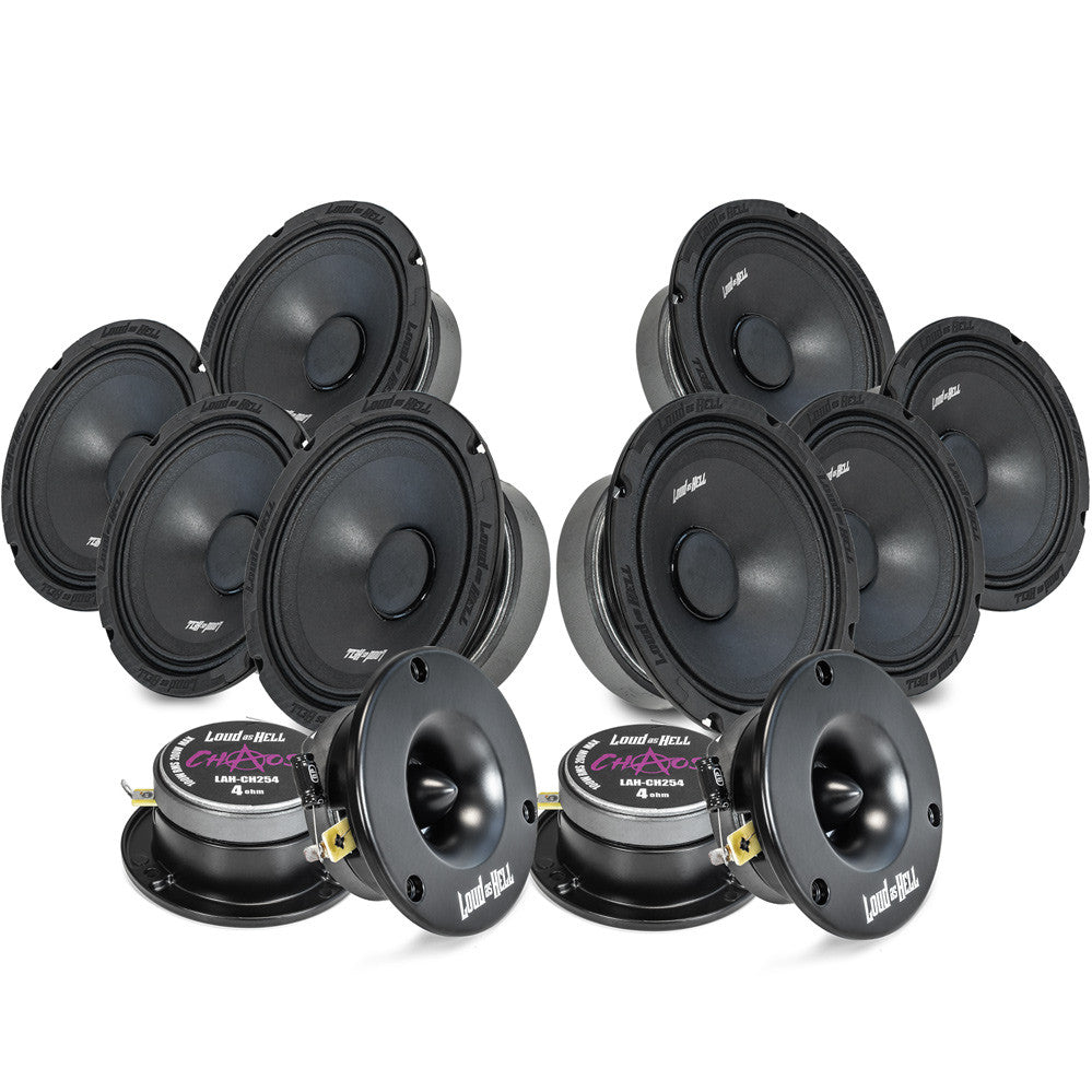 Loud as Hell Chaos 6,5 8pack med midbasar och horndiskanter
