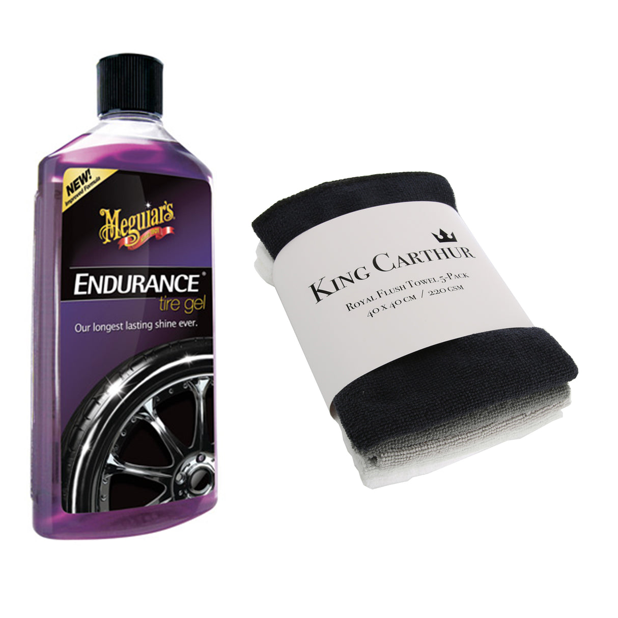 Däckglans Meguiars Endurance High Gloss Tire Gel, 473 ml, Flaska + Mikrofiberdukar (5st)