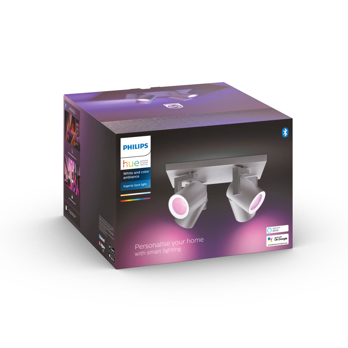 Taklampa Philips Hue Argenta Quadruple, GU10, Aluminium