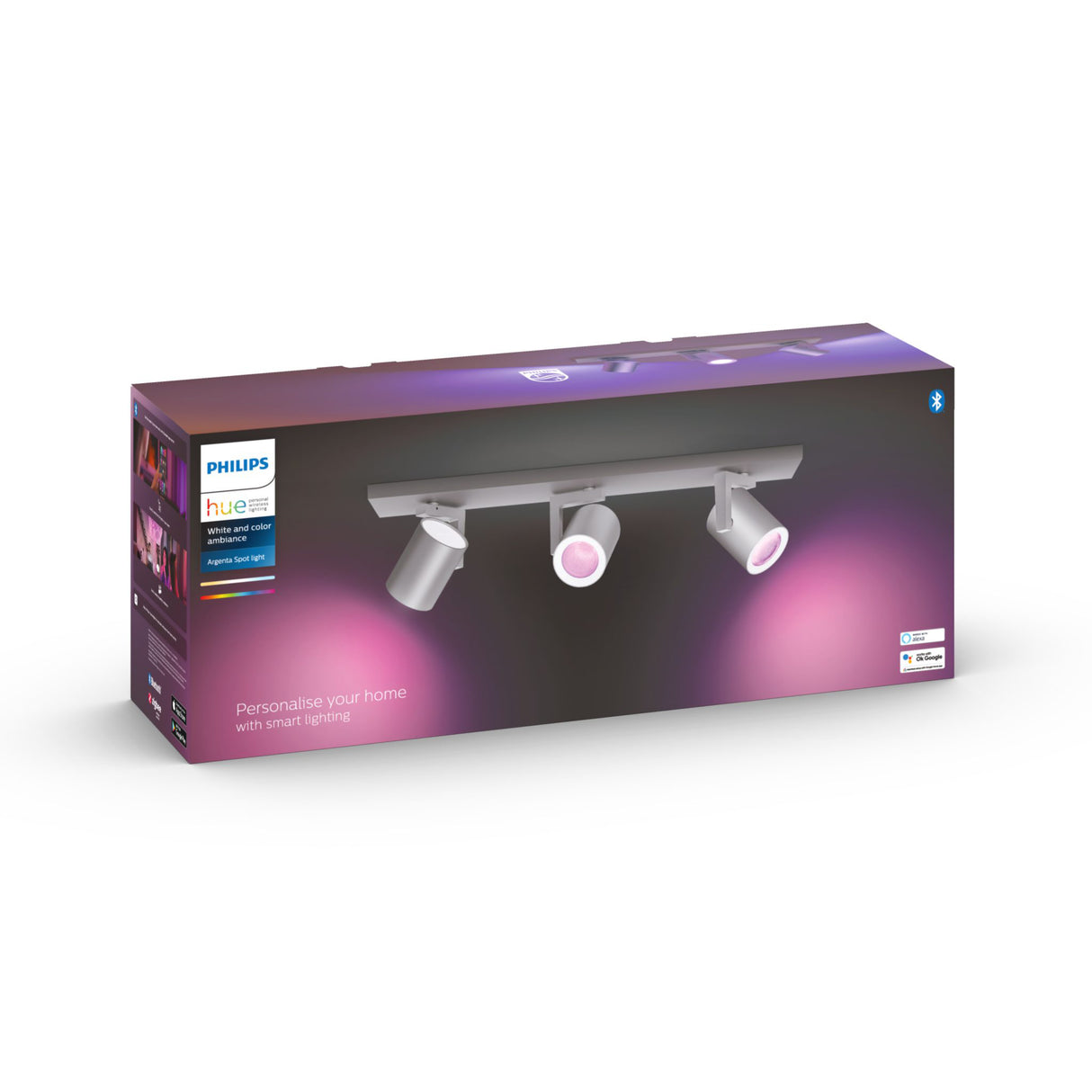 Taklampa Philips Hue Argenta Triple, GU10, Aluminium