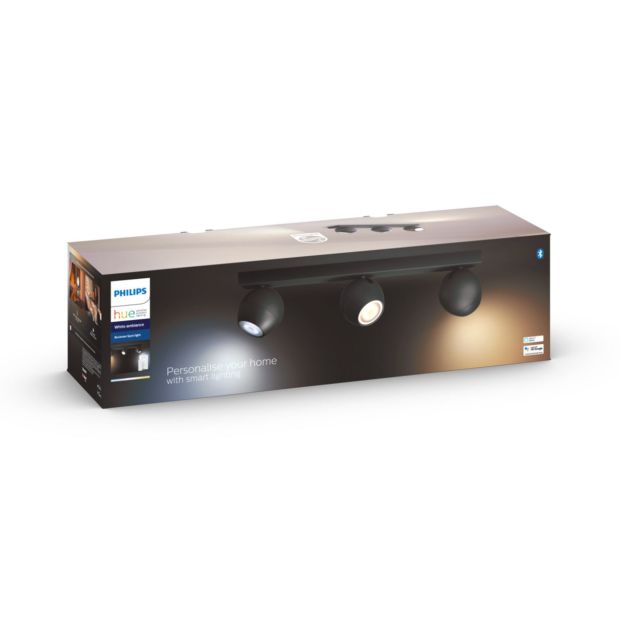 Taklampa Philips Hue Buckram Triple, GU10, Svart