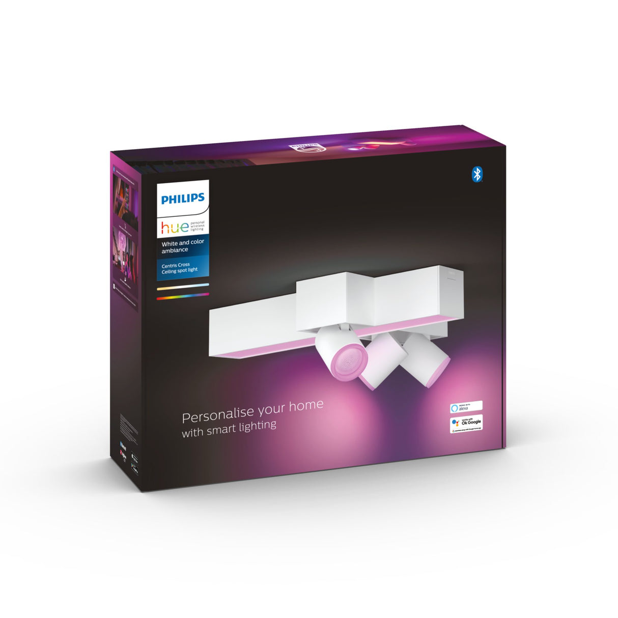 Taklampa Philips Hue Centris Triple Cross WCA, GU10, Vit