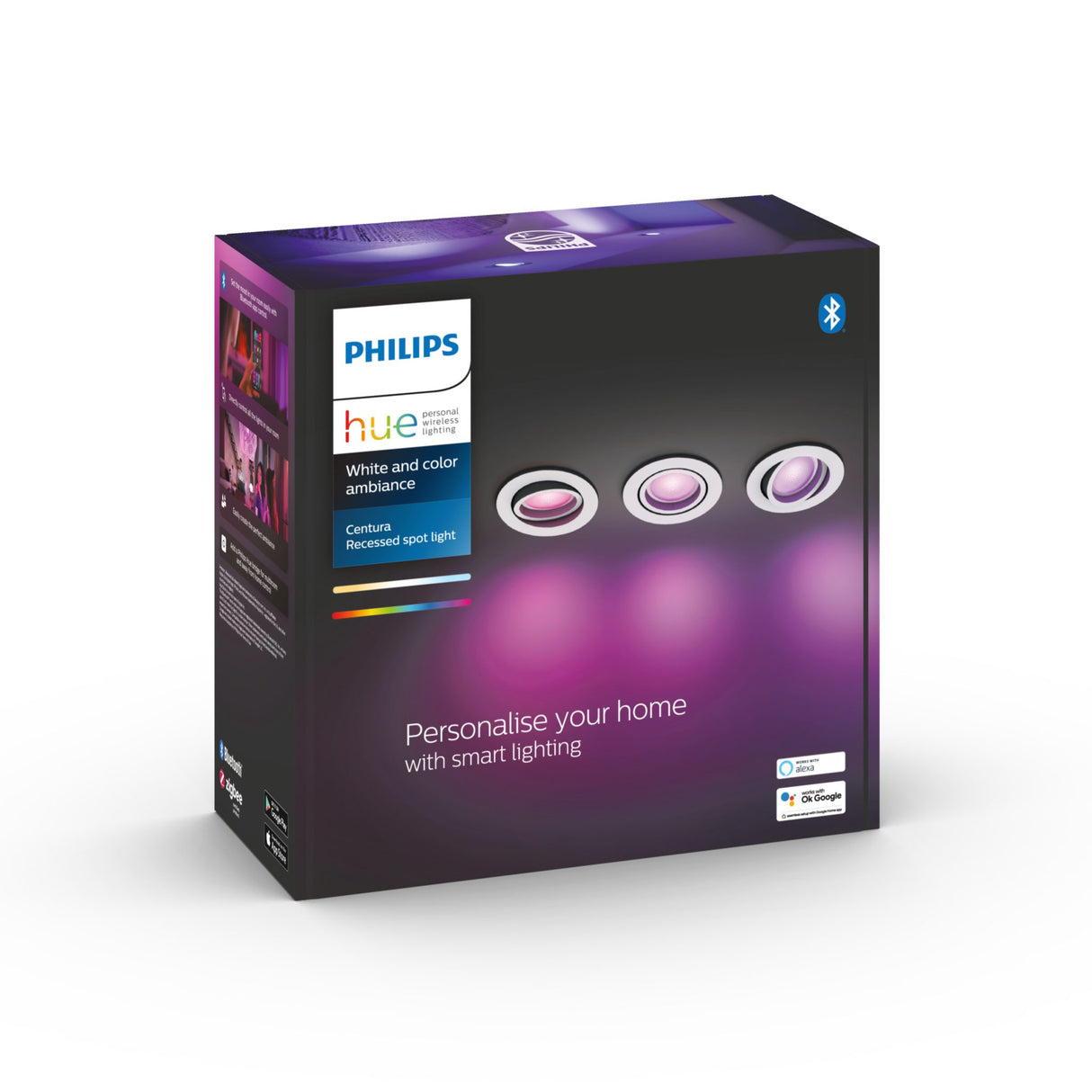 Spotlight Philips Hue Centura Round WCA, 5.7W, 350 lm, 3 st / Vit