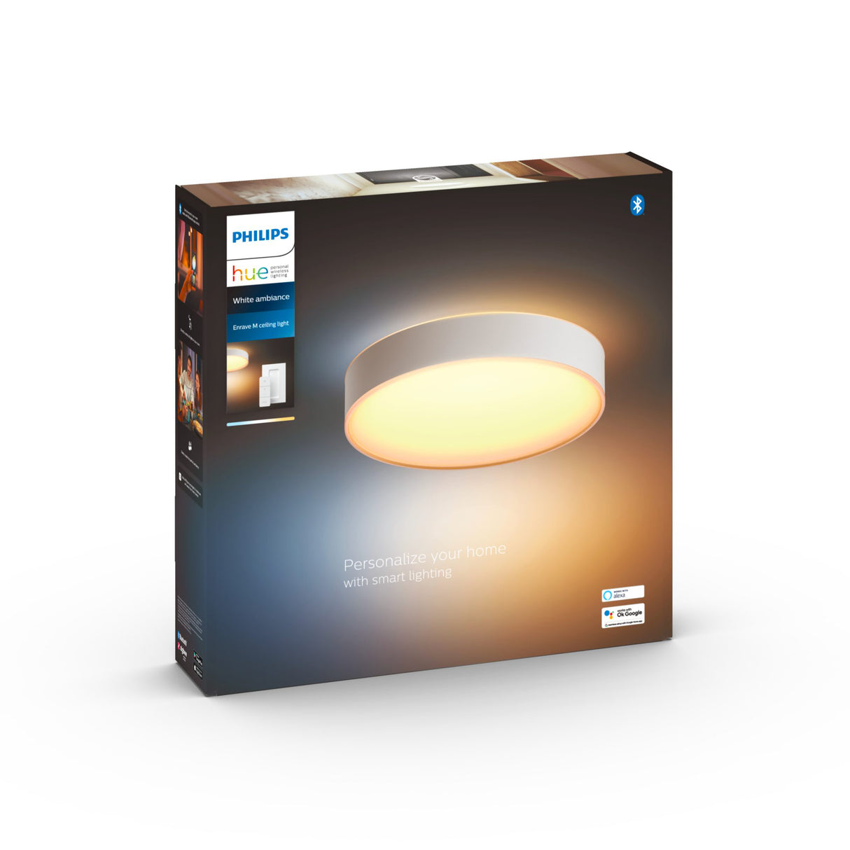 Taklampa Philips Hue Enrave, 2200-6500K, Enrave M / Vit