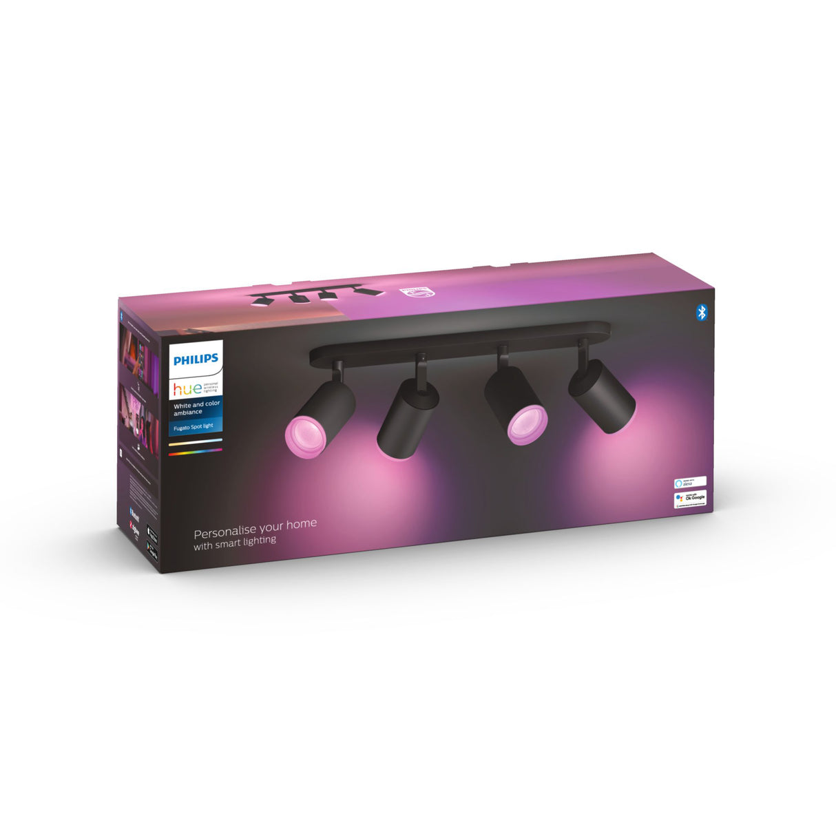 Spotlight Philips Hue Fugato Quadruple, GU10, Svart