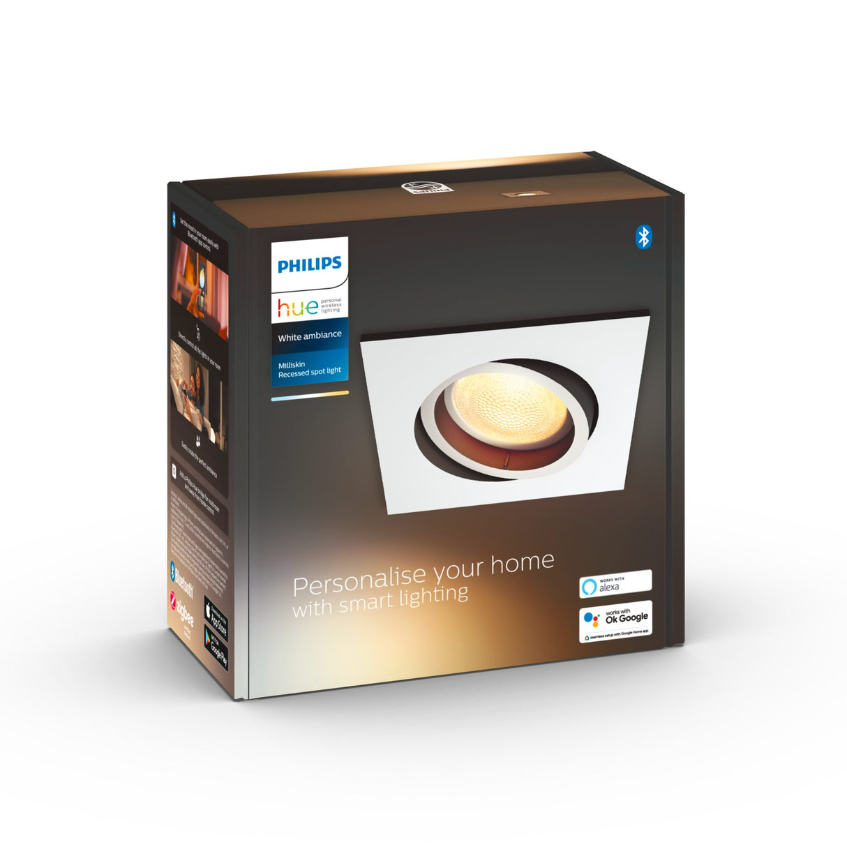 Spotlight Philips Hue Milliskin Square 5W, 350 lm, 1 st / Vit