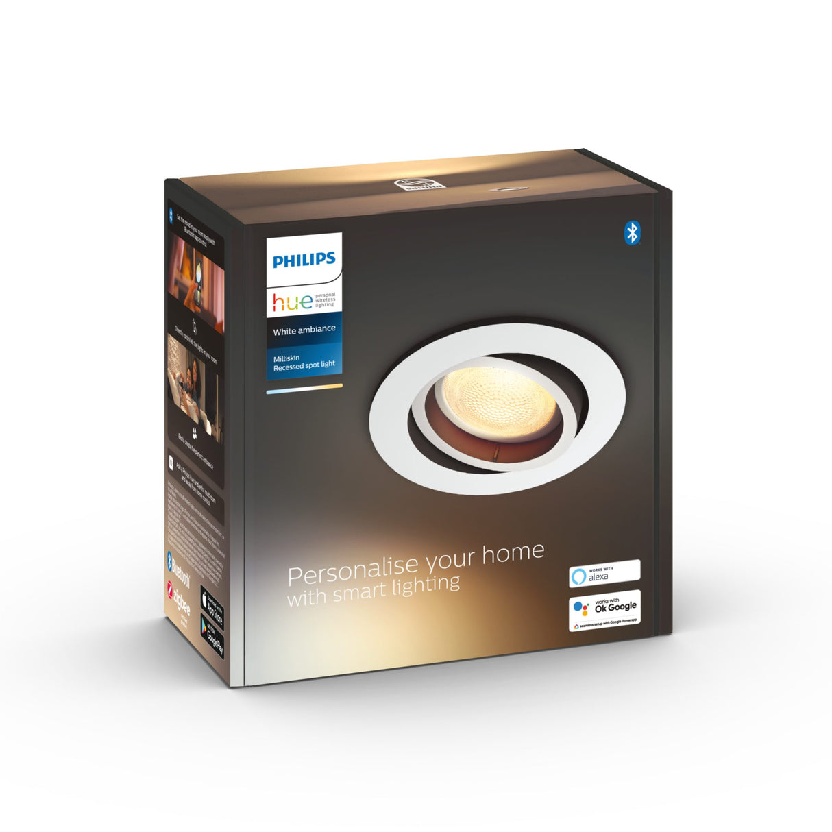 Spotlight Philips Hue Milliskin Round 5W, 350 lm, 1 st / Vit