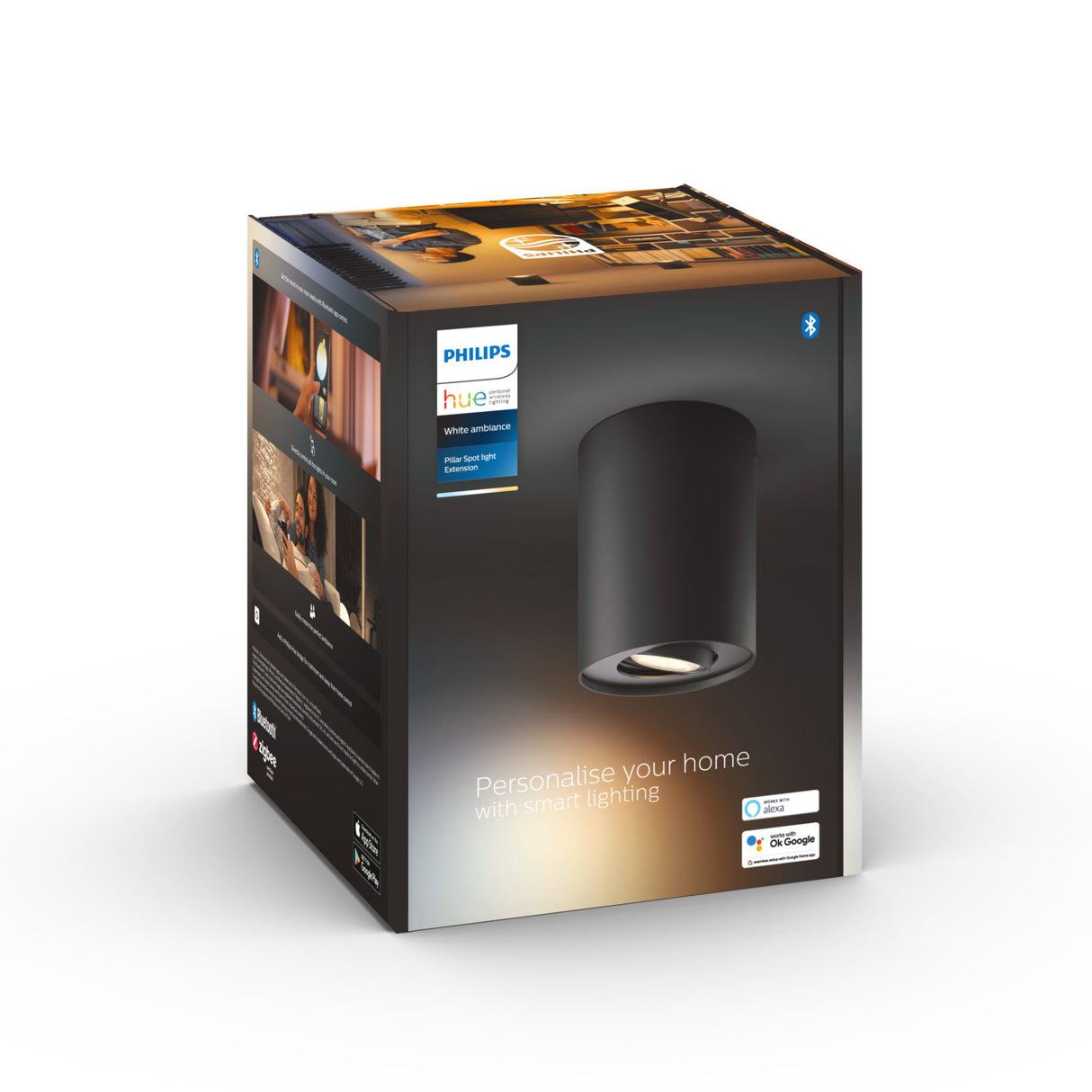 Taklampa Philips Hue Pillar, GU10, Svart