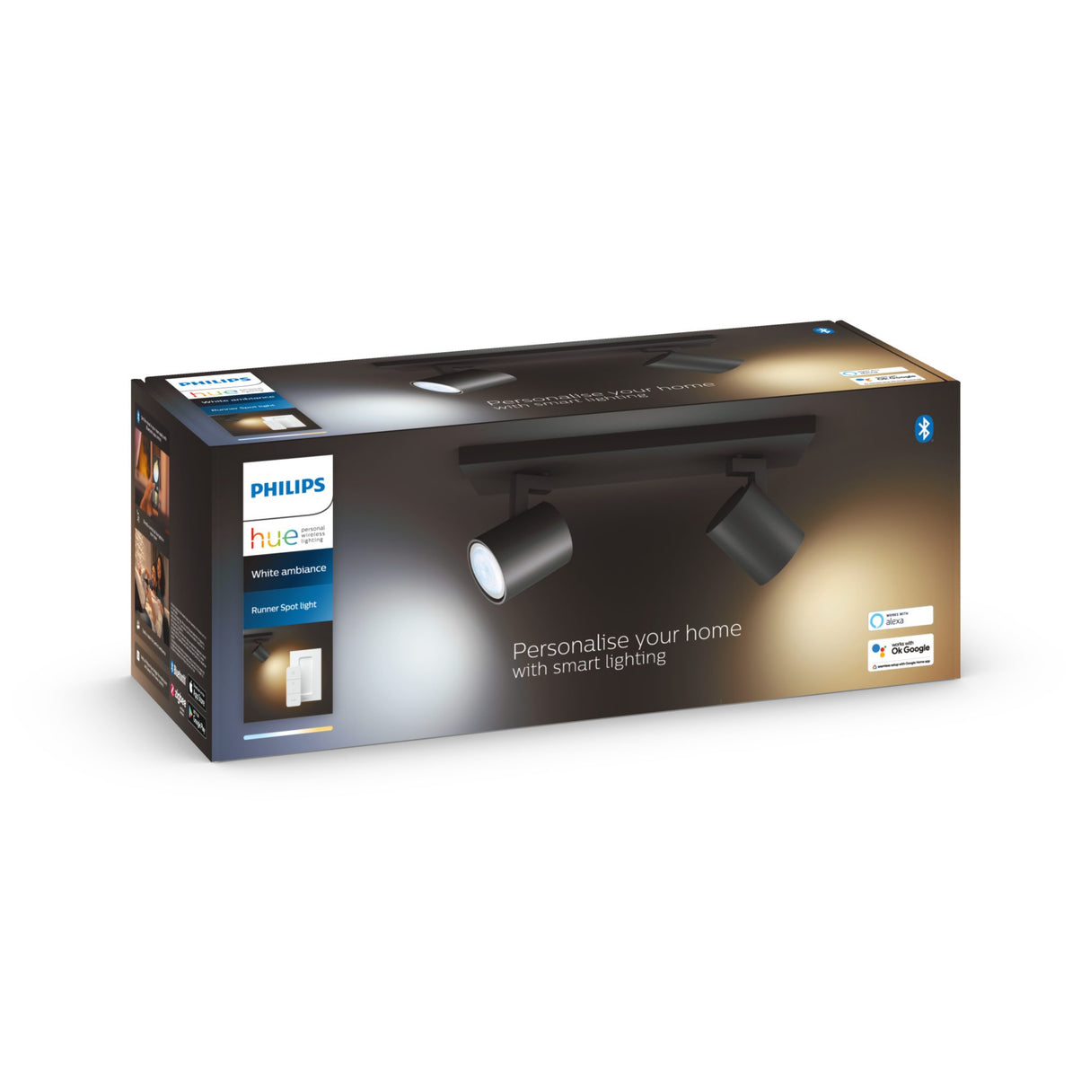 Taklampa Philips Hue Runner Double, GU10, Svart