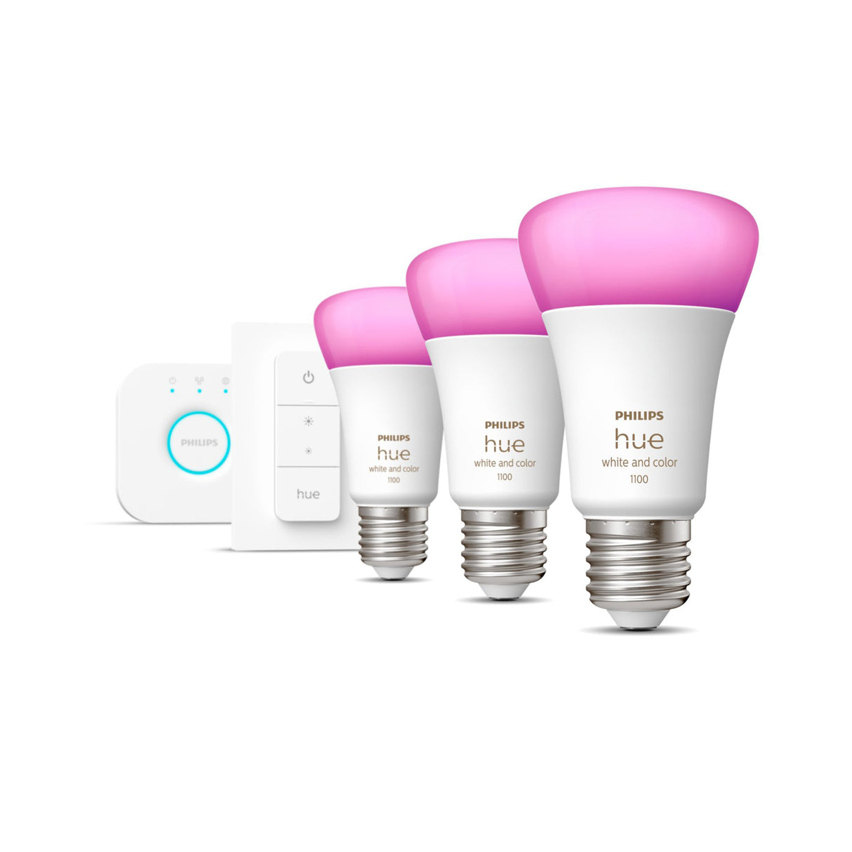 Startkit Philips Hue WCA, E27, 2000-6500K, 3 pcs + Bridge + Switch