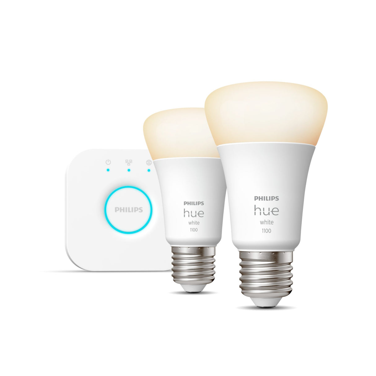 Startkit Philips Hue White, E27, 2700K, 2 pcs + Bridge