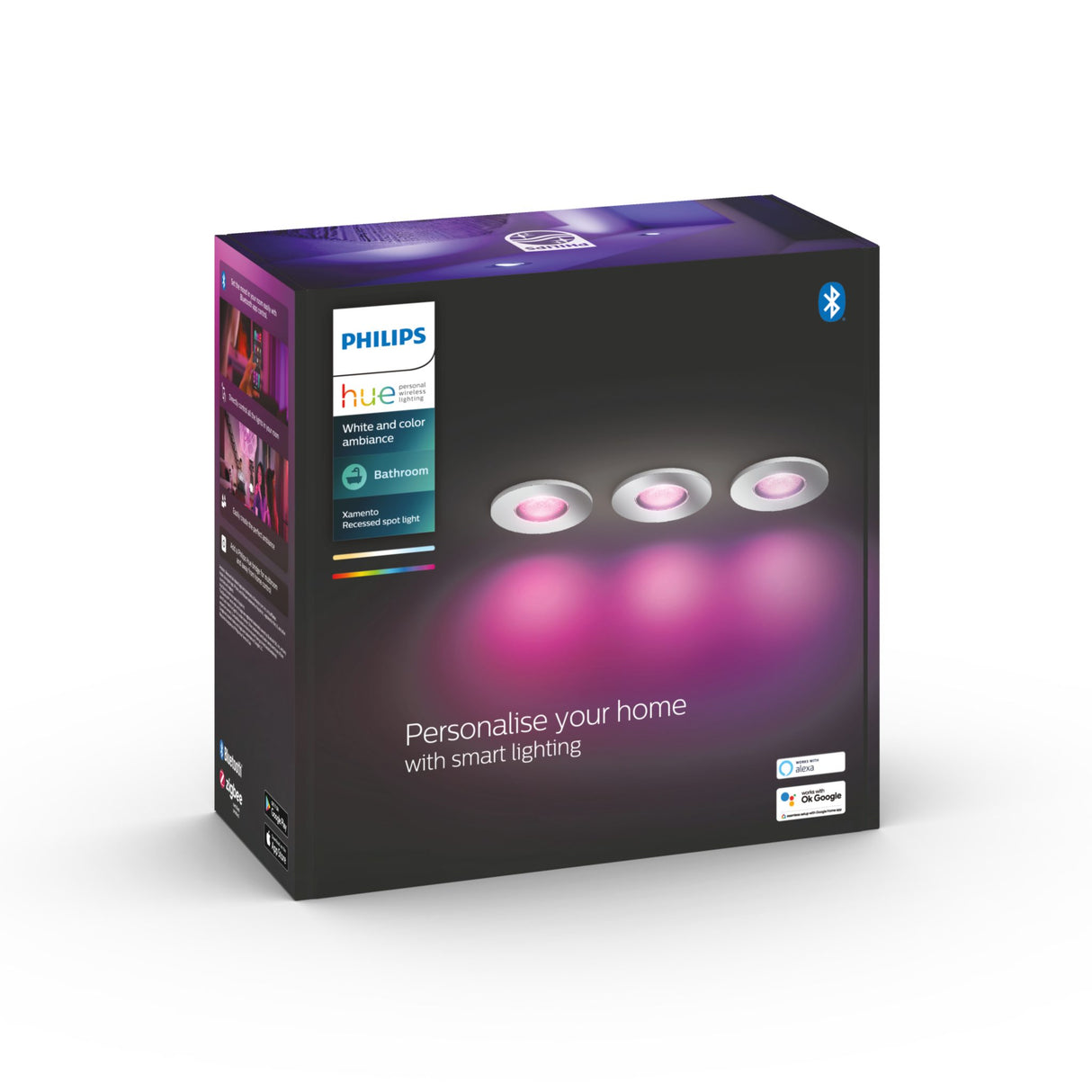 Downlight Philips Hue Xamento WCA 5.7W, GU10, 3 st / Vit