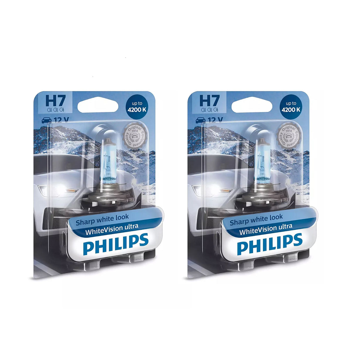 Halogenlampa Philips WhiteVision ultra, 55W, H7, 2 st