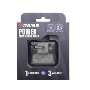 Reiss RS-DB73 strömblock, 1 × 0GA in och 3 × 4GA ut