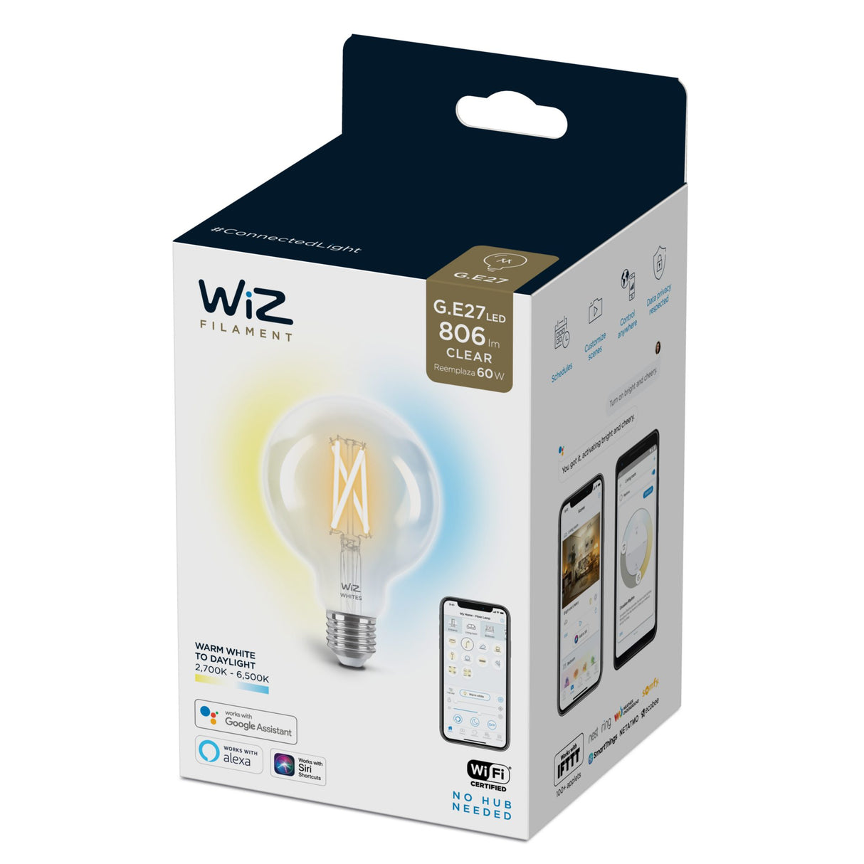 Led-Smart bulb Wiz Filament E27, 2700-6500K, Filament Globe